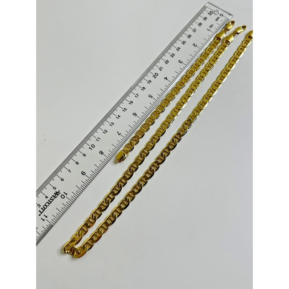 14k gold plated Mariner Link necklace bracelet set solid heavy 22" 8" 14kgp - Picture 6 of 10